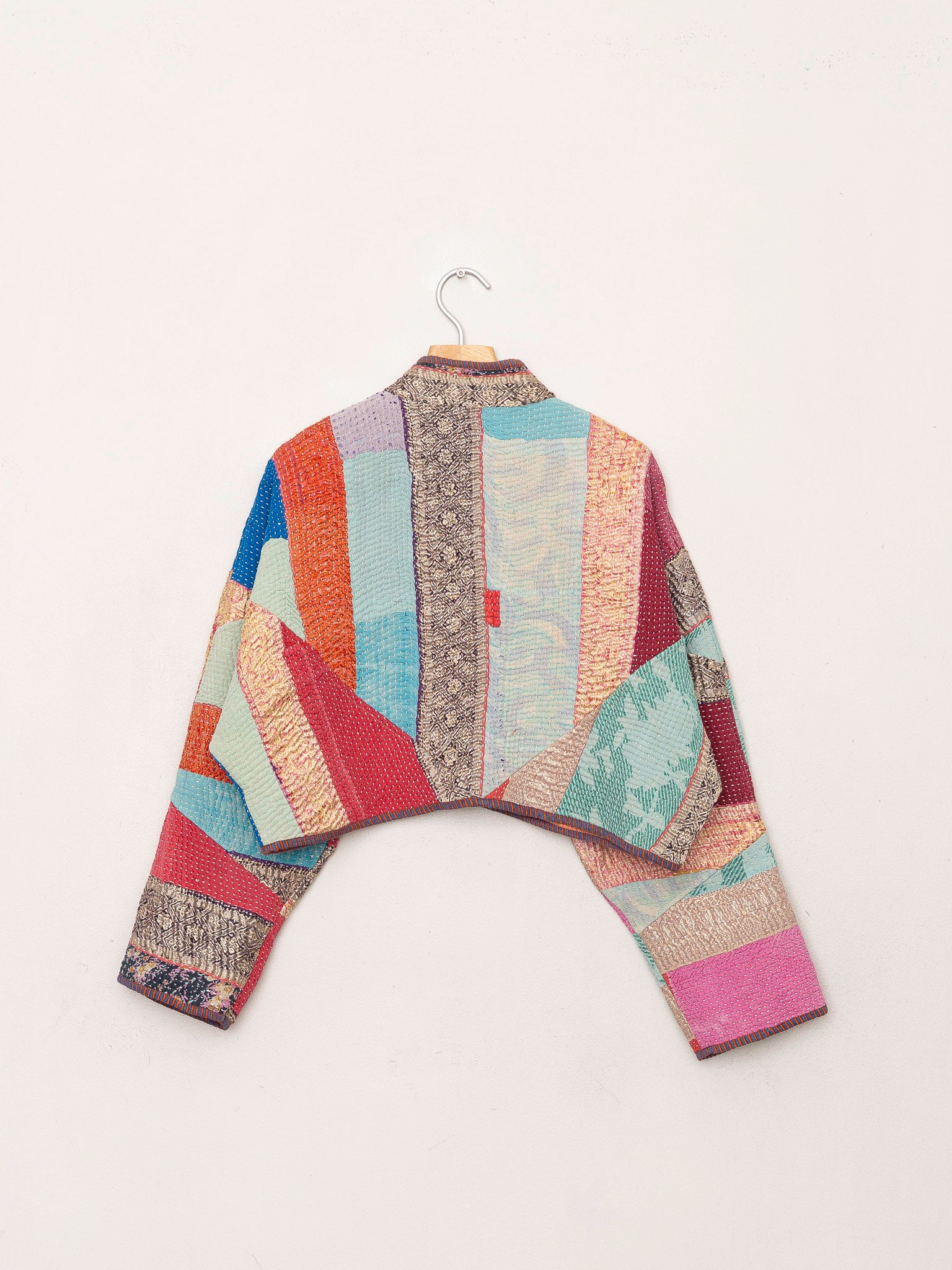 The Kaira Cropped Quilted Patchwork Kantha Jacket