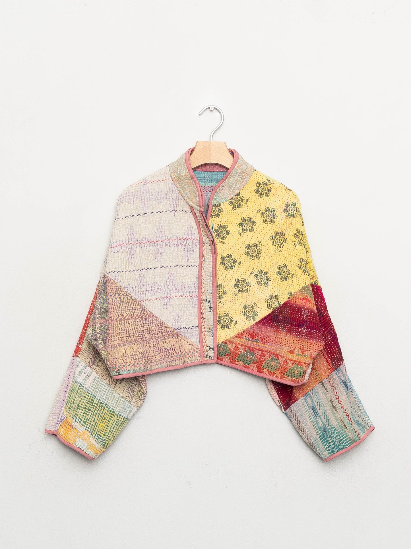 The Kaira Cropped Quilted Patchwork Kantha Jacket