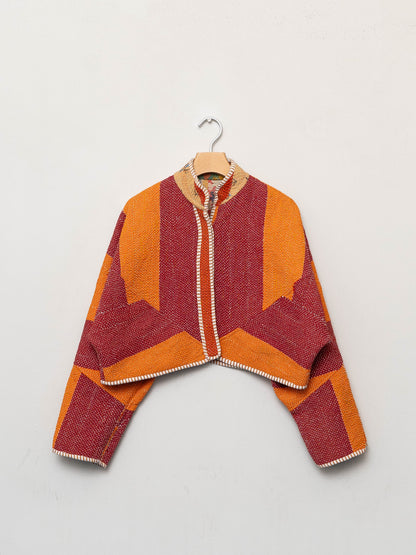 The Kaira Cropped Quilted Patchwork Kantha Jacket