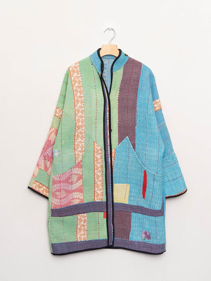 The Sai Quilted Patchwork Kantha Coat