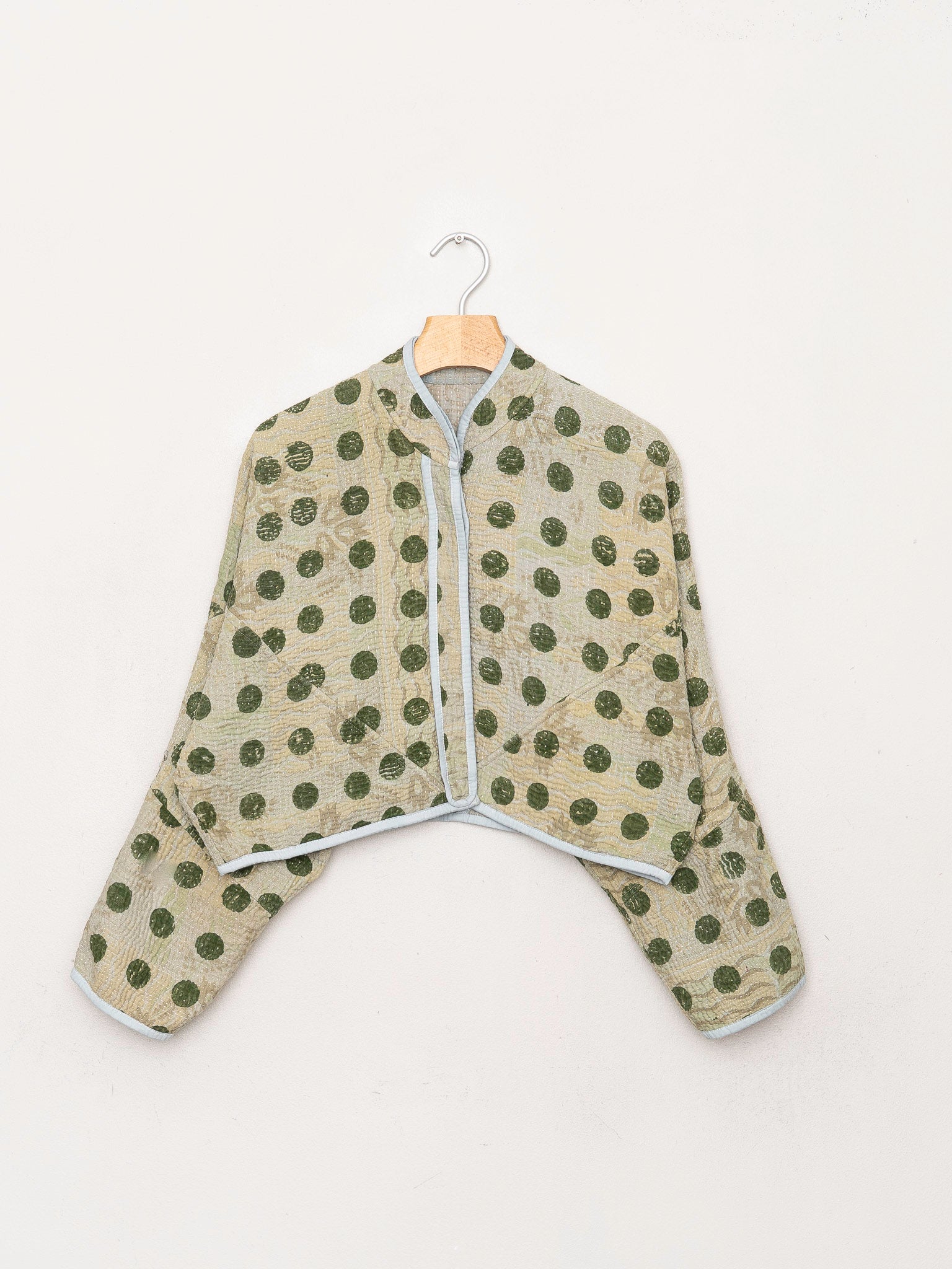 The Kaira Cropped Quilted Indigo Kantha Jacket