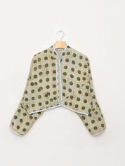The Kaira Cropped Quilted Indigo Kantha Jacket