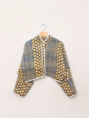 The Kaira Cropped Quilted Indigo Kantha Jacket