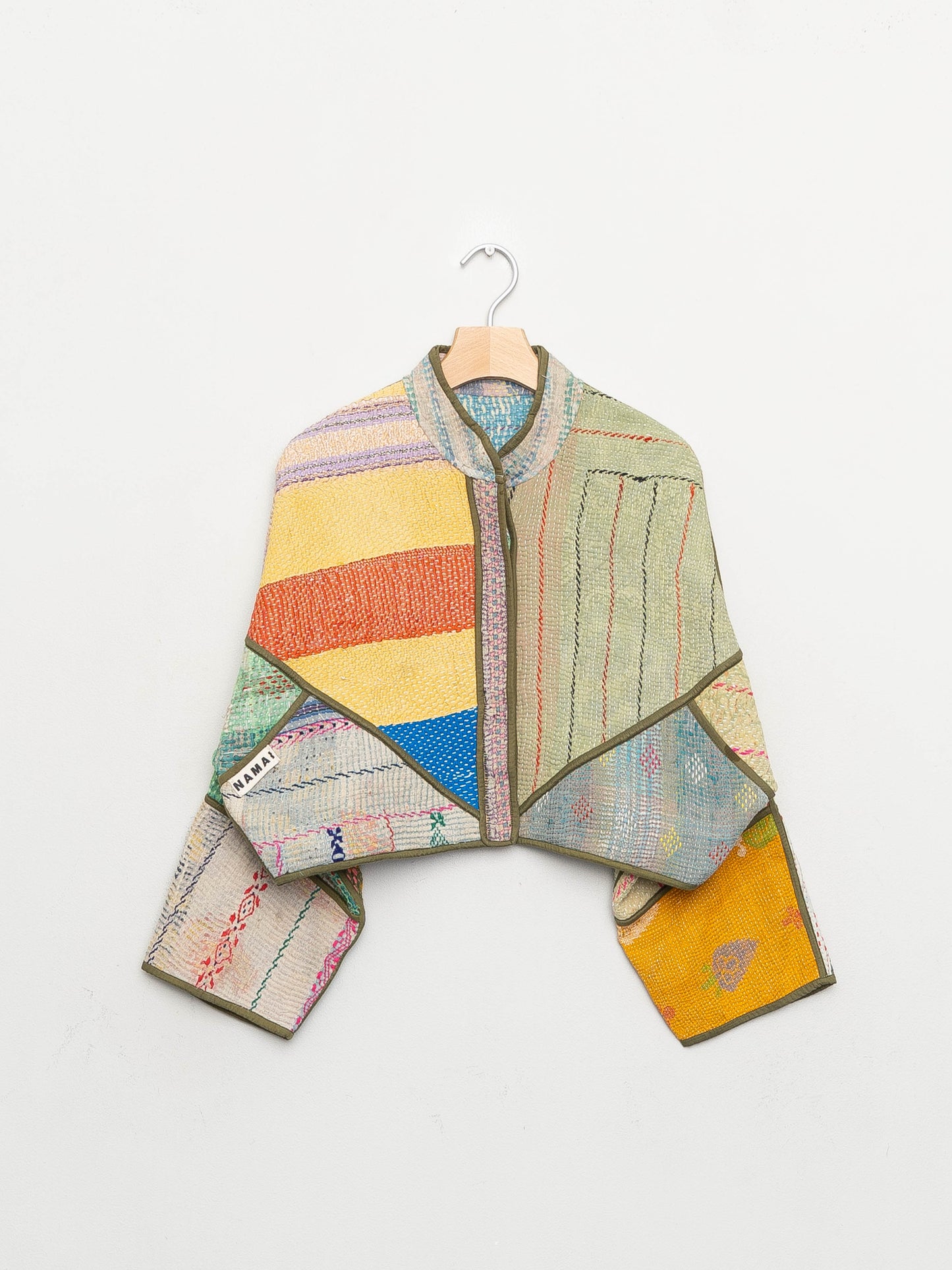 The Kaira Cropped Quilted Patchwork Kantha Jacket