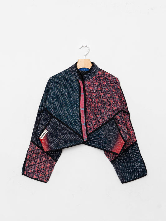 The Kaira Cropped Quilted Patchwork Kantha Jacket