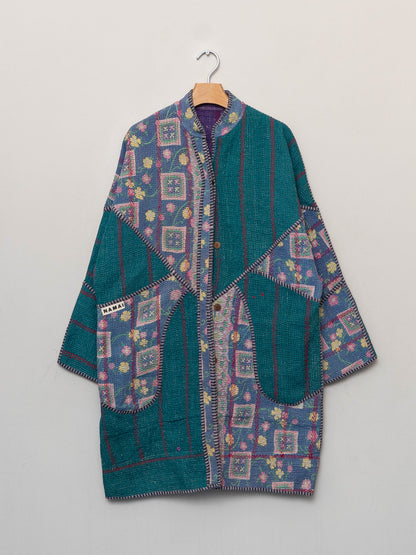 The Sai Quilted Patchwork Kantha Coat