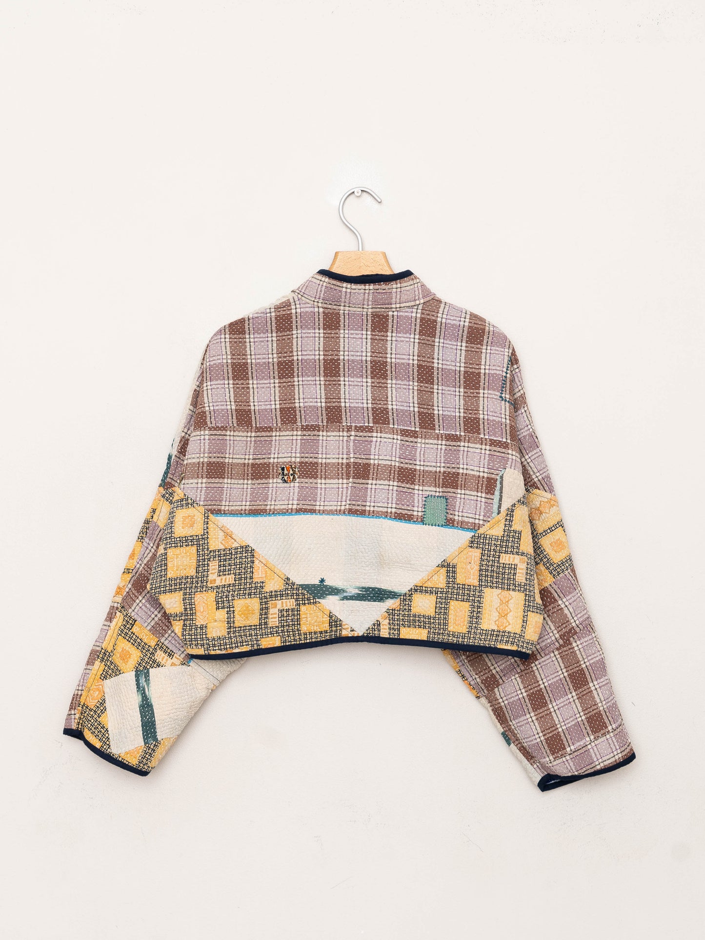 The Kaira Cropped Quilted Patchwork Kantha Jacket