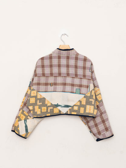 The Kaira Cropped Quilted Patchwork Kantha Jacket