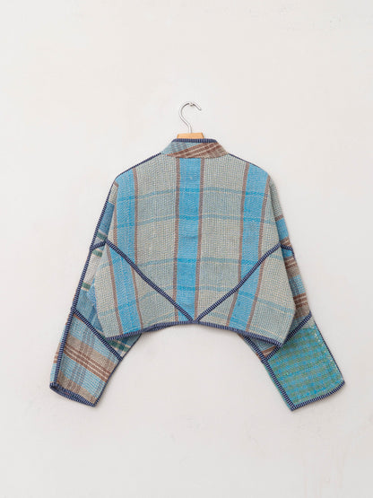 The Kaira Cropped Quilted Patchwork Kantha Jacket