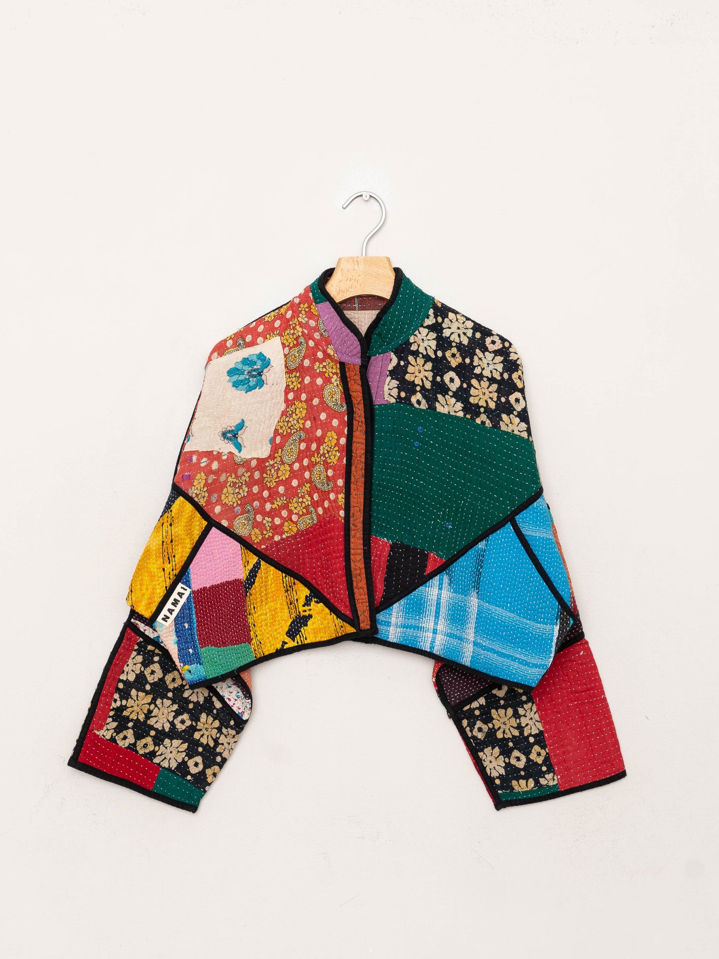 The Kaira Cropped Quilted Patchwork Kantha Jacket