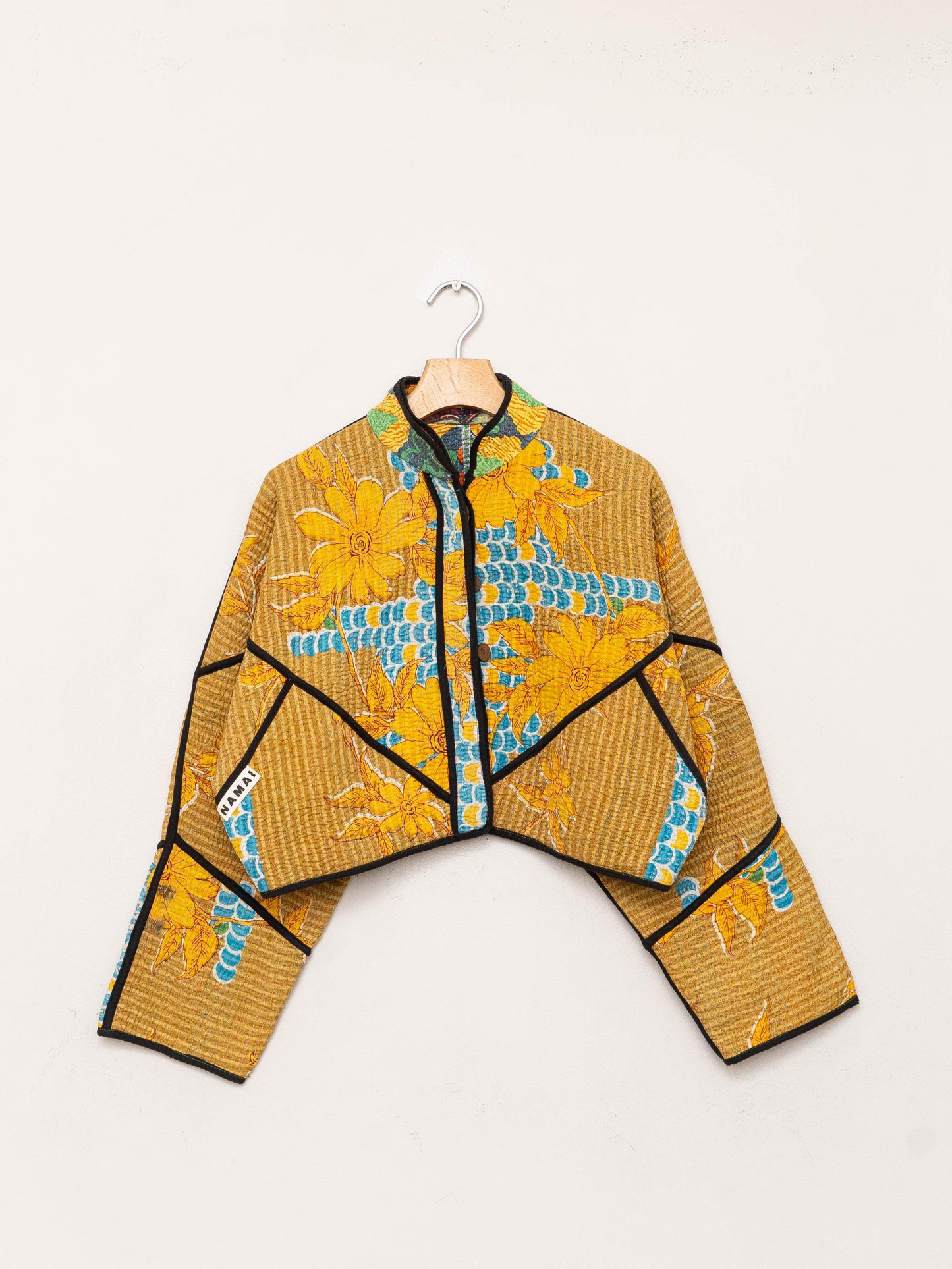 The Kaira Cropped Quilted Patchwork Kantha Jacket