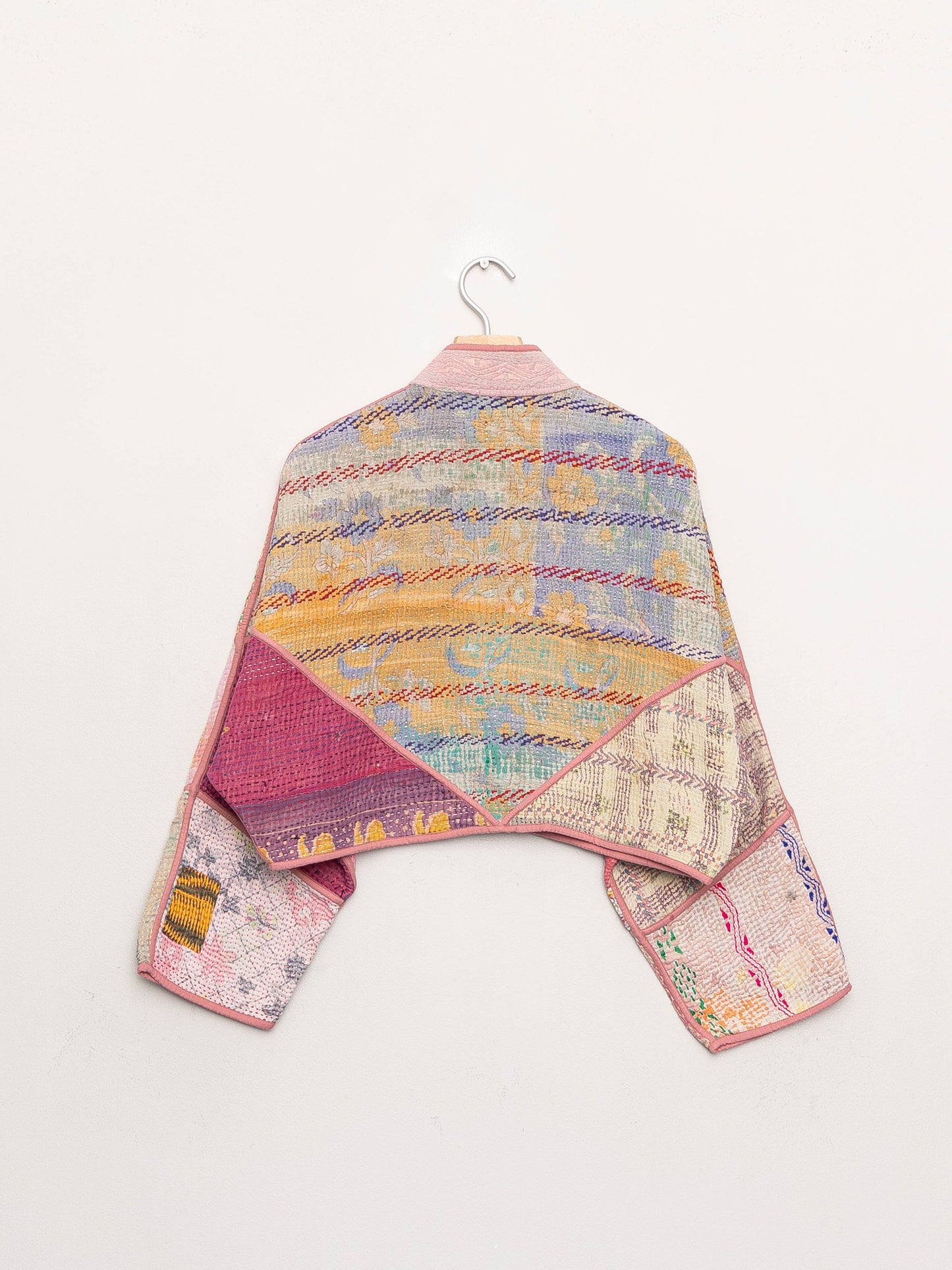 The Kaira Cropped Quilted Patchwork Kantha Jacket