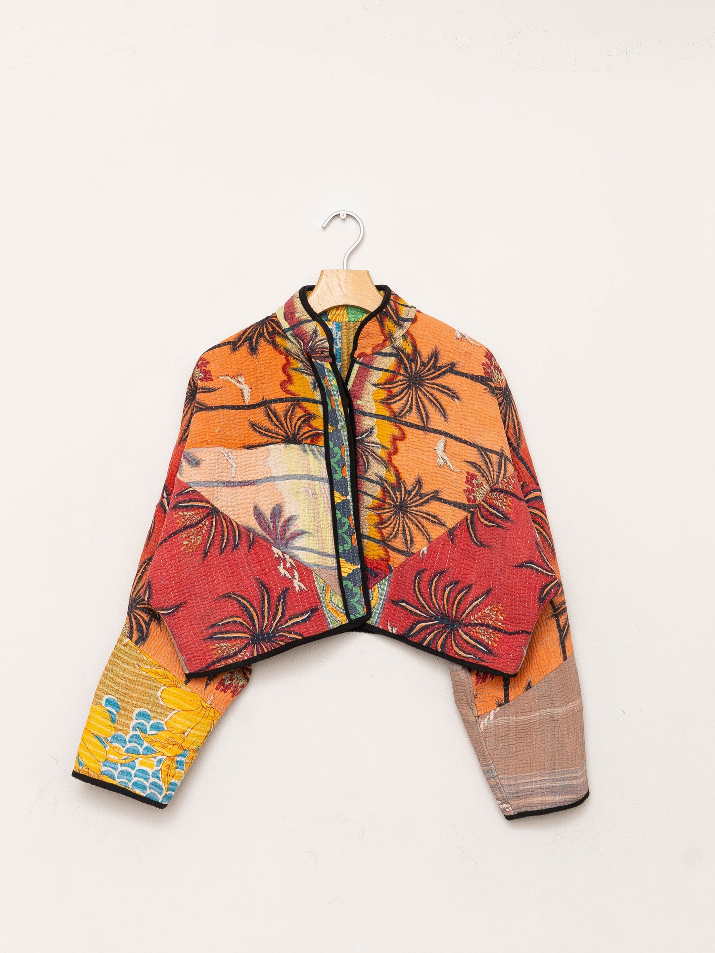 The Kaira Cropped Quilted Patchwork Kantha Jacket