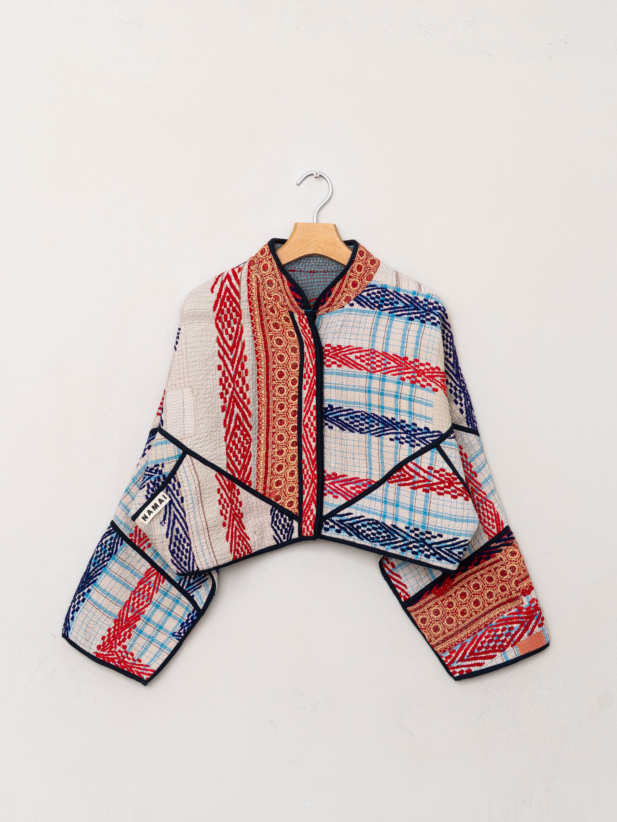 The Kaira Cropped Quilted Patchwork Kantha Jacket