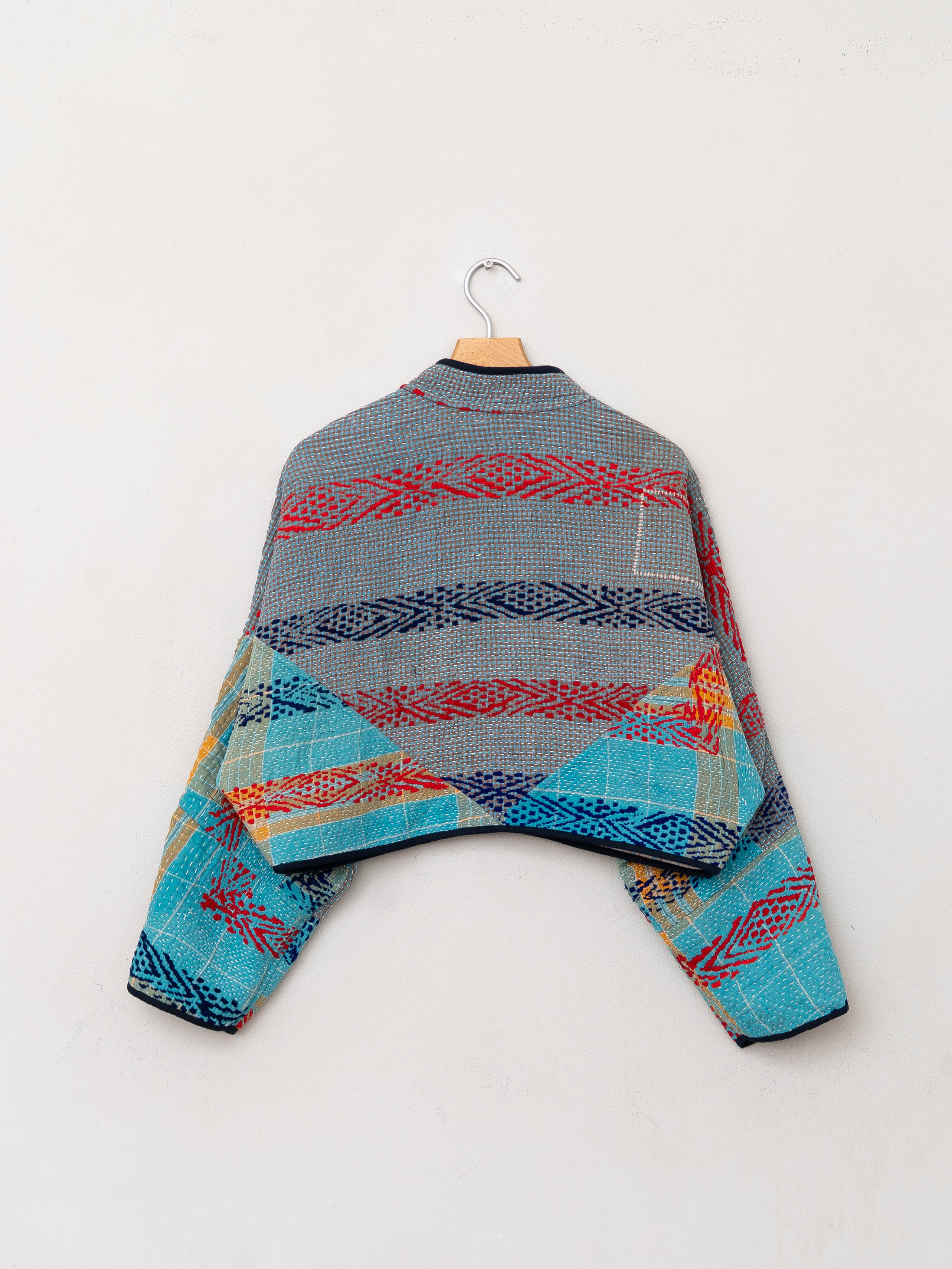 The Kaira Cropped Quilted Patchwork Kantha Jacket