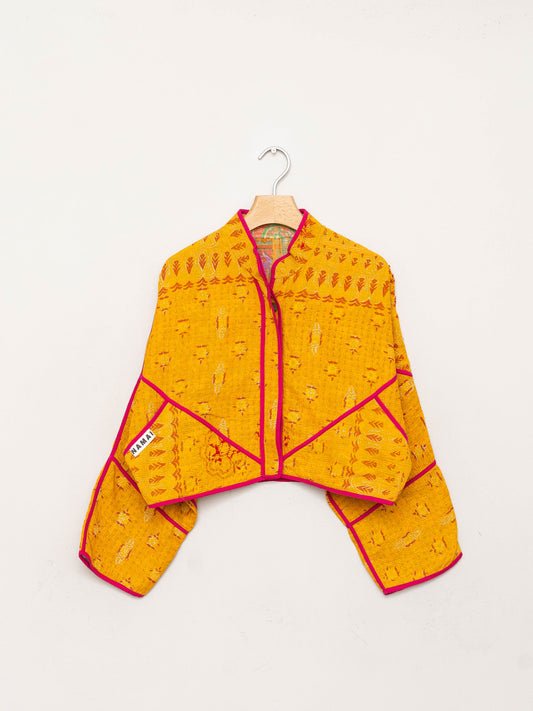 The Kaira Cropped Quilted Patchwork Kantha Jacket