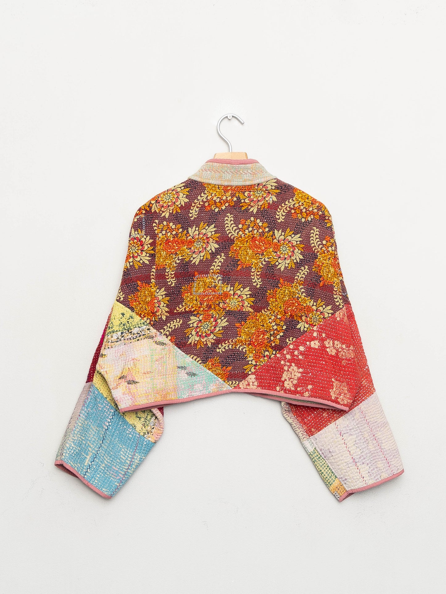 The Kaira Cropped Quilted Patchwork Kantha Jacket