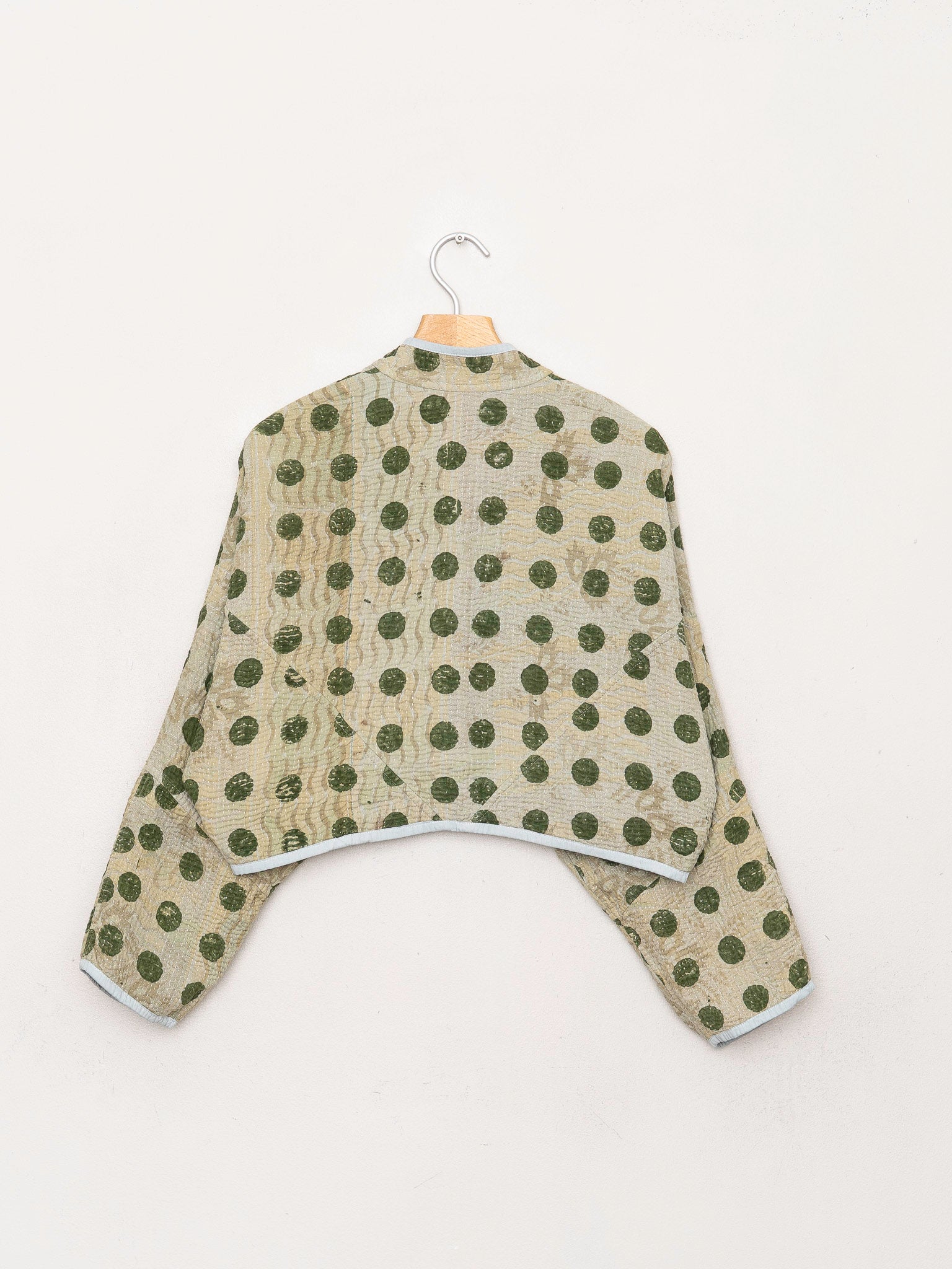 The Kaira Cropped Quilted Indigo Kantha Jacket