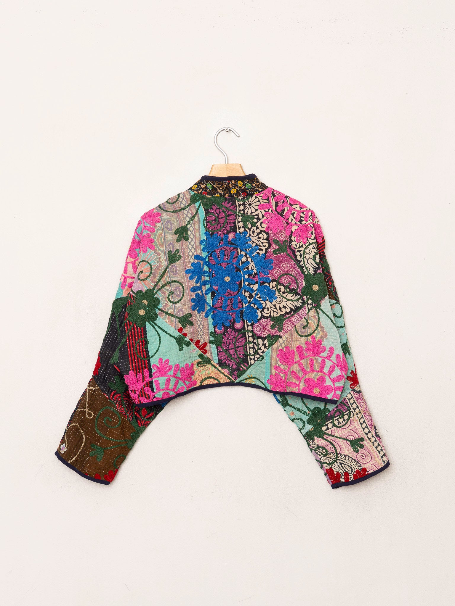 The Kaira Cropped Suzani Quilted Kantha Jacket