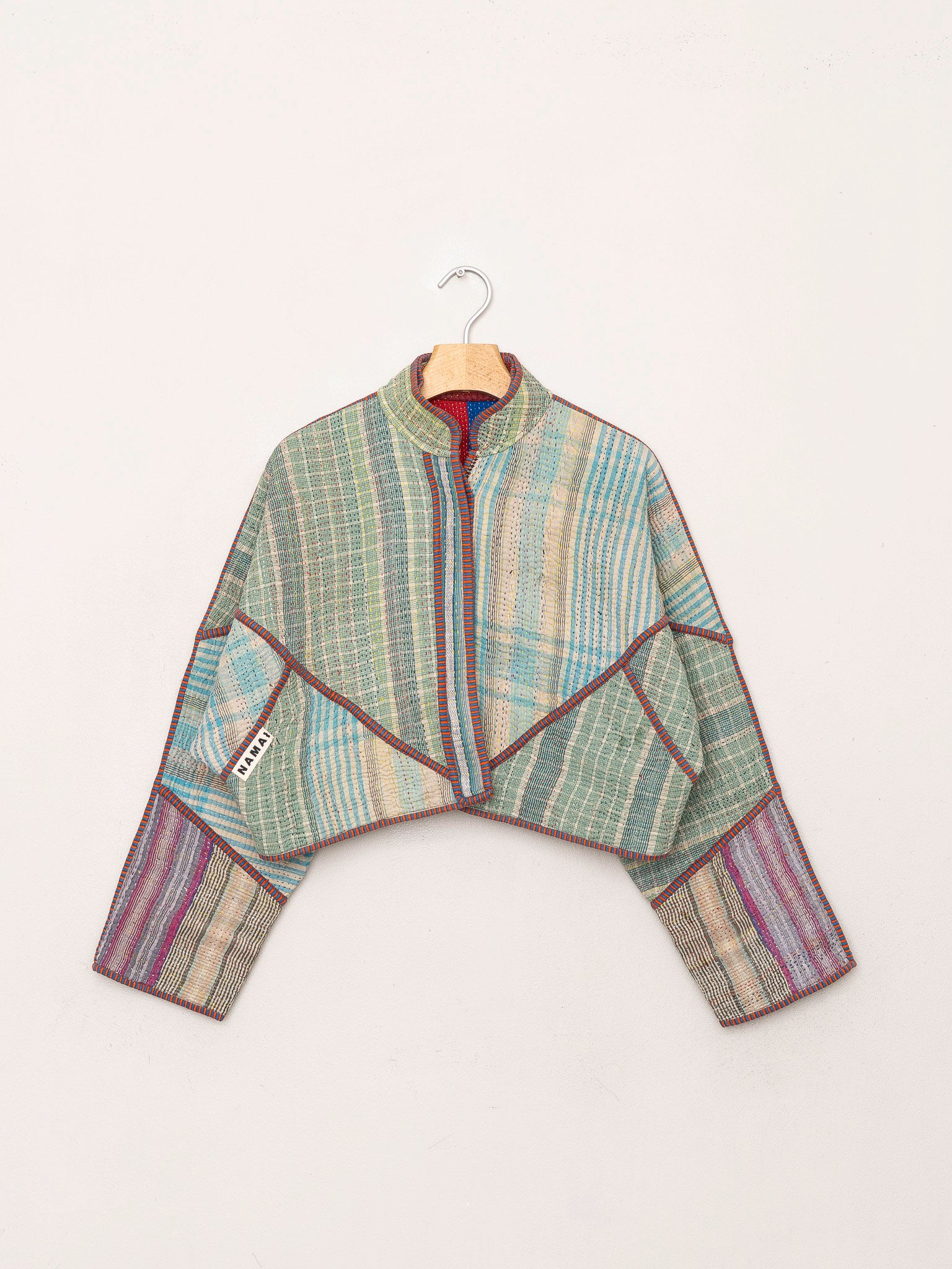 The Kaira Cropped Quilted Patchwork Kantha Jacket