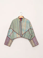 The Kaira Cropped Quilted Patchwork Kantha Jacket