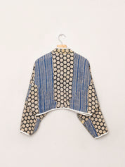 The Kaira Cropped Quilted Indigo Kantha Jacket