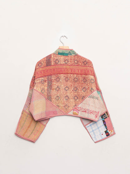 The Kaira Cropped Quilted Patchwork Kantha Jacket