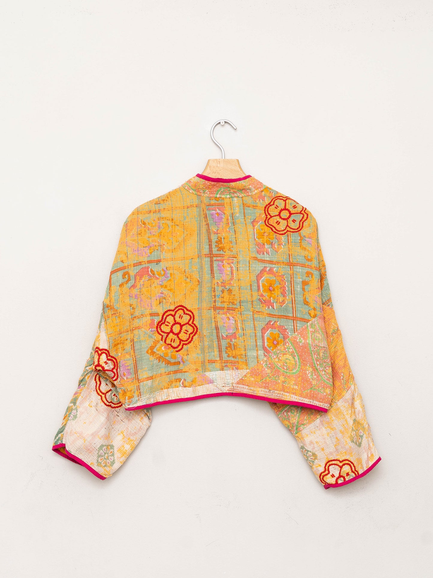 The Kaira Cropped Quilted Patchwork Kantha Jacket