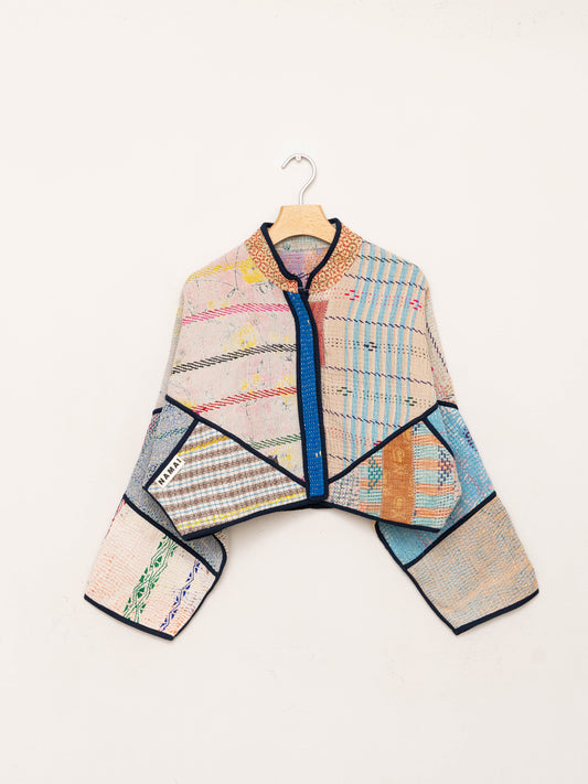 The Kaira Cropped Quilted Patchwork Kantha Jacket