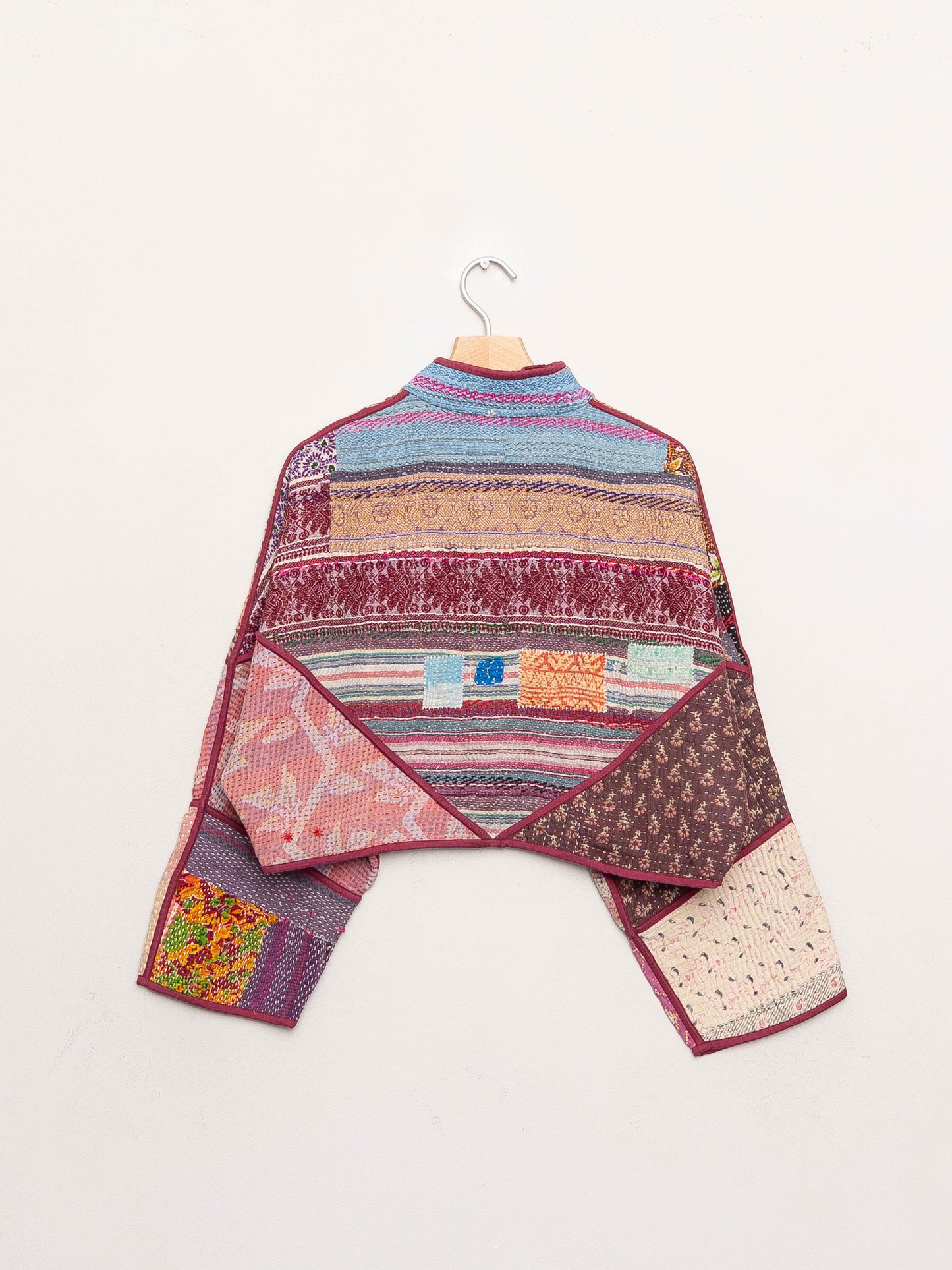 The Kaira Cropped Quilted Patchwork Kantha Jacket