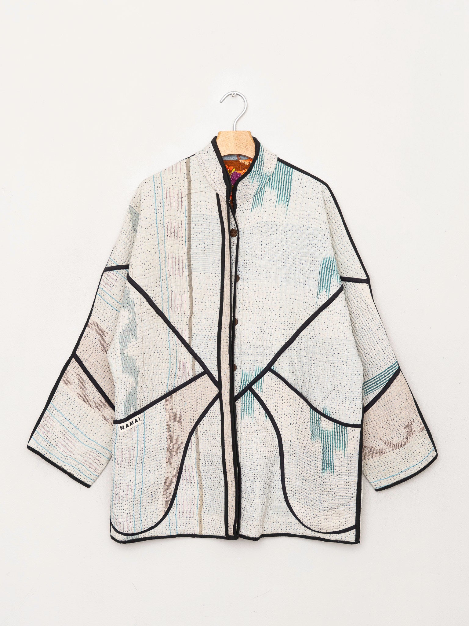 The Narmada Quilted Patchwork Kantha Jacket