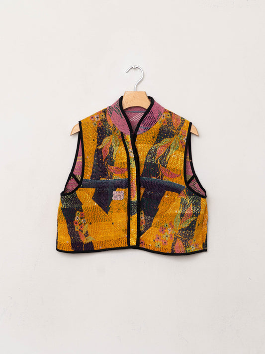 The Kaira Quilted Patchwork Kantha Vest