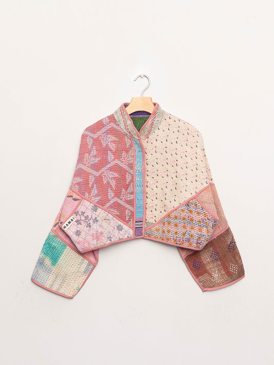 The Kaira Cropped Quilted Patchwork Kantha Jacket