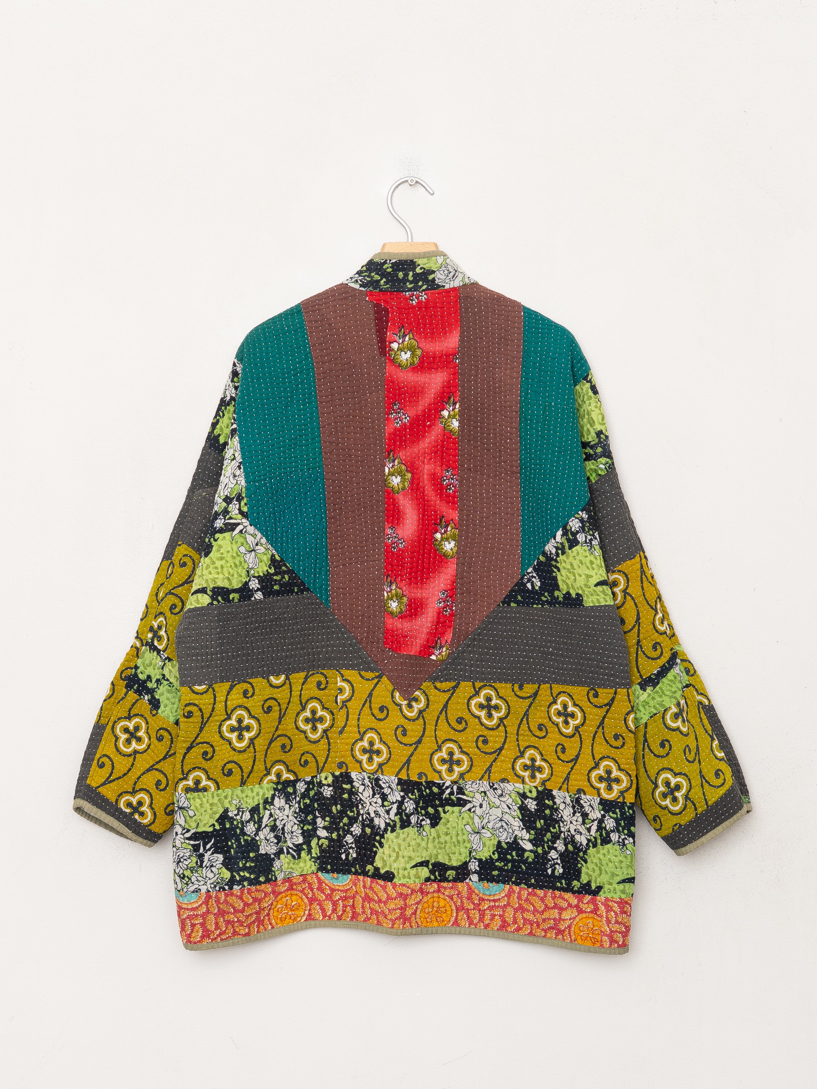The Narmada Quilted Patchwork Kantha Jacket