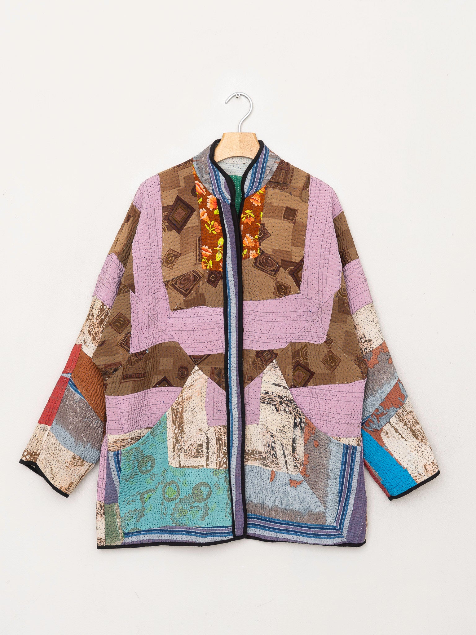 The Narmada Quilted Patchwork Kantha Jacket