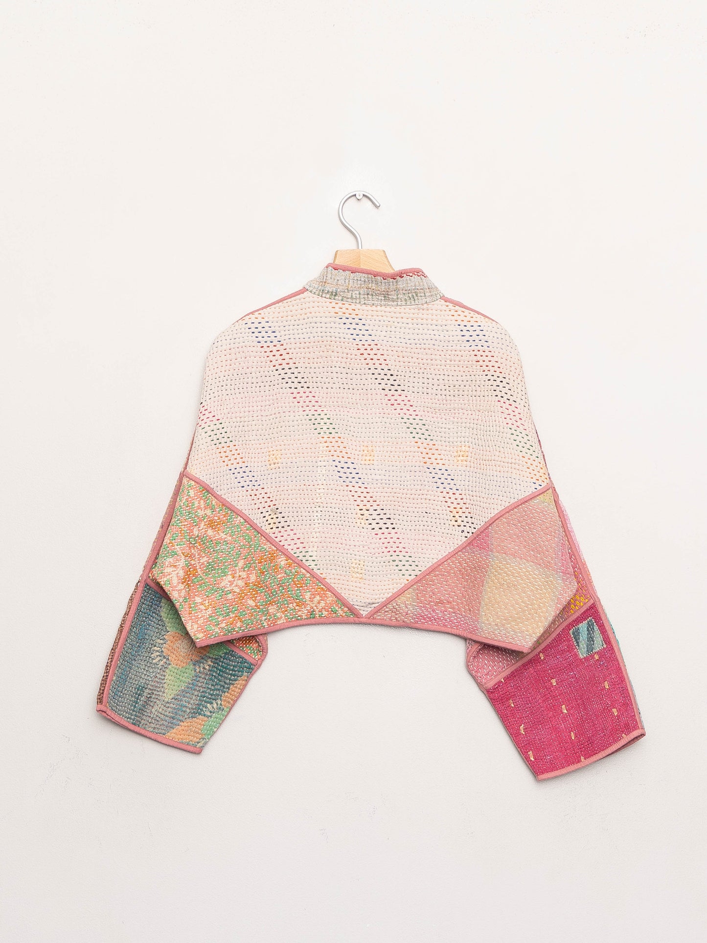 The Kaira Cropped Quilted Patchwork Kantha Jacket