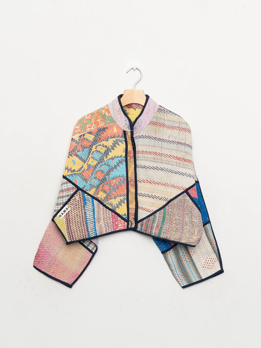 The Kaira Cropped Quilted Patchwork Kantha Jacket