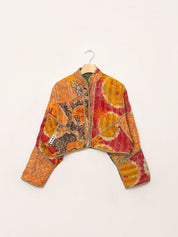 The Kaira Cropped Suzani Quilted Kantha Jacket
