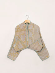 The Kaira Cropped Quilted Indigo Kantha Jacket