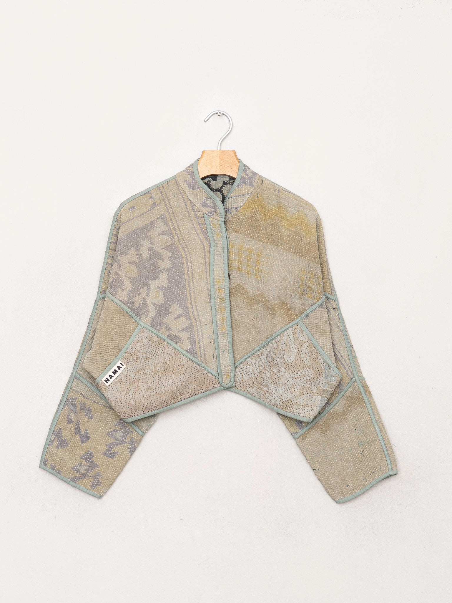 The Kaira Cropped Quilted Indigo Kantha Jacket
