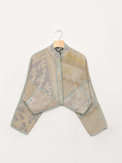 The Kaira Cropped Quilted Indigo Kantha Jacket