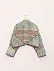 The Kaira Cropped Quilted Patchwork Kantha Jacket
