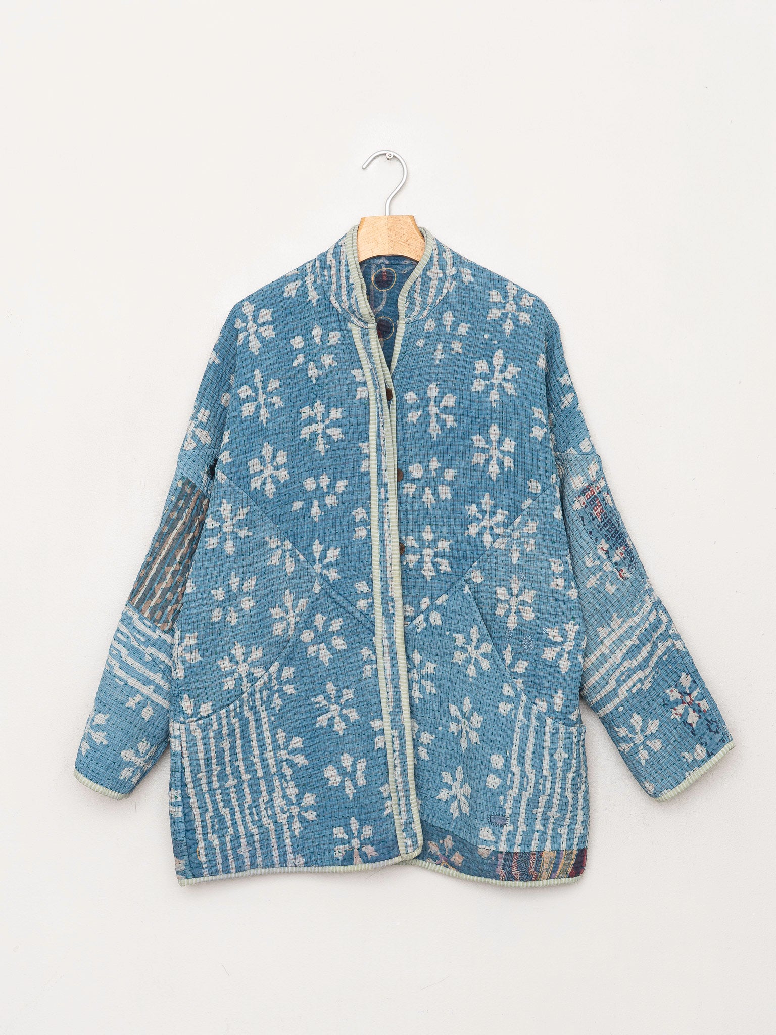 The Narmada Quilted Indigo Kantha Jacket