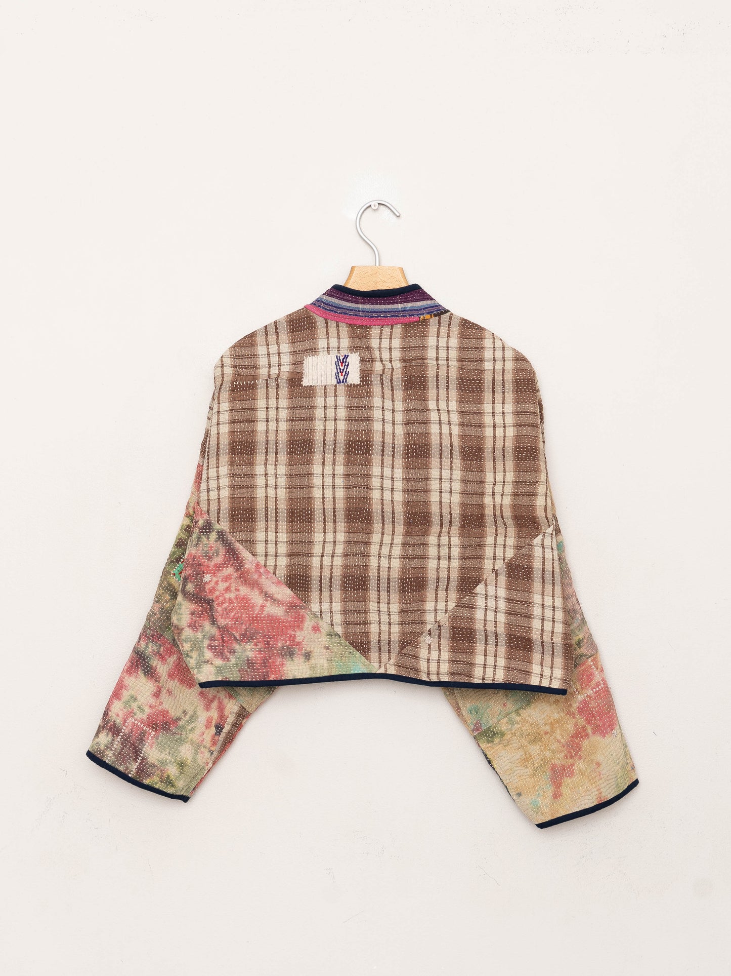 The Kaira Cropped Quilted Patchwork Kantha Jacket