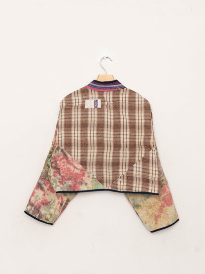 The Kaira Cropped Quilted Patchwork Kantha Jacket