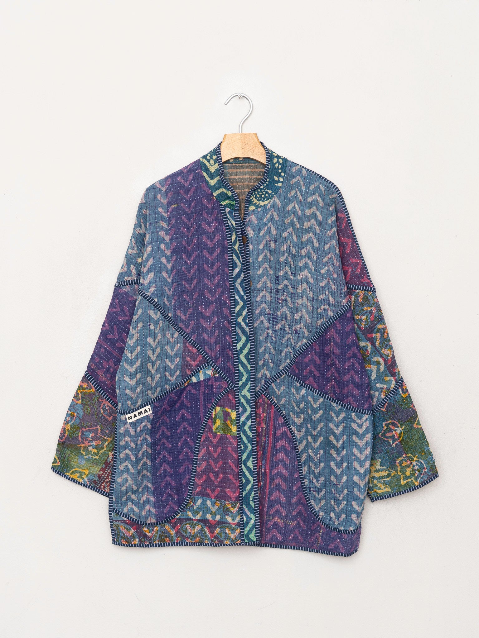 The Narmada Quilted Indigo Kantha Jacket