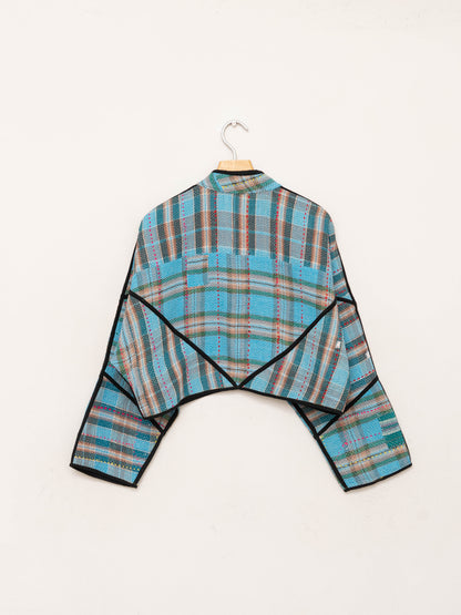 The Kaira Cropped Quilted Patchwork Kantha Jacket