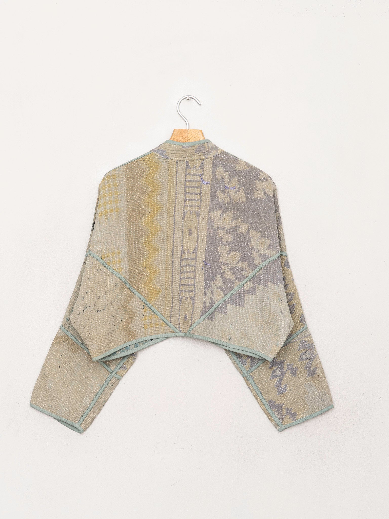 The Kaira Cropped Quilted Indigo Kantha Jacket