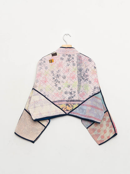 The Kaira Cropped Quilted Patchwork Kantha Jacket