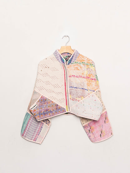 The Kaira Cropped Quilted Patchwork Kantha Jacket